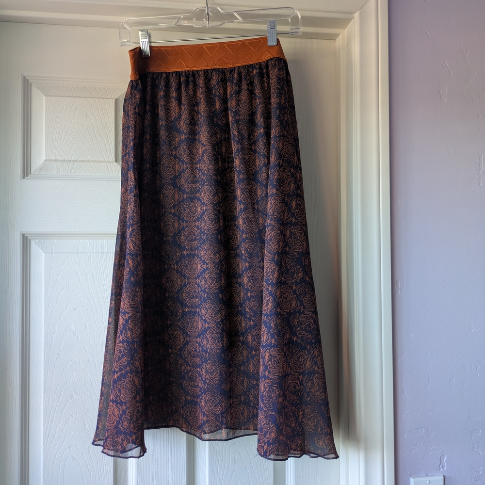LuLaRoe A-Line Skirt in Navy and Orange